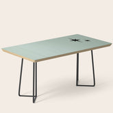 1950s Atomic Age Minimalist Starburst Pair in Black and 50s Celadon Teal Solid Coffee Table