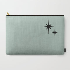 1950s Atomic Age Minimalist Starburst Pair in Black and 50s Celadon Teal Solid Carry All Pouch