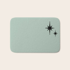 1950s Atomic Age Minimalist Starburst Pair in Black and 50s Celadon Teal Solid Bath Mat