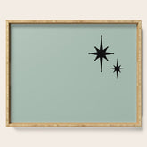 1950s Atomic Age Minimalist Starburst Pair in Black and 50s Celadon Teal Solid Serving Tray