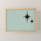 1950s Atomic Age Minimalist Starburst Pair in Black and 50s Celadon Teal Solid Mini Art Print