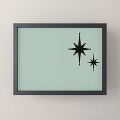 1950s Atomic Age Minimalist Starburst Pair in Black and 50s Celadon Teal Solid Mini Art Print