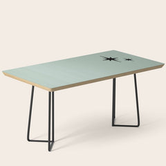 1950s Atomic Age Minimalist Starburst Pair in Black and 50s Celadon Teal Solid Coffee Table