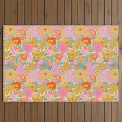 60's Retro Floral Outdoor Rug