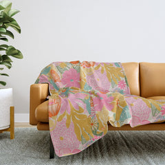 60's Retro Floral Throw Blanket