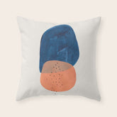 Twins' Minimalist Modern Mid Century Colorful Navy Blue Tan Shapes by Ejaaz Haniff Throw Pillow