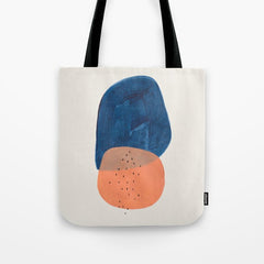 Twins' Minimalist Modern Mid Century Colorful Navy Blue Tan Shapes by Ejaaz Haniff Tote Bag