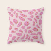 70s retro pink smiles pattern Throw Pillow