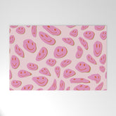 70s retro pink smiles pattern Welcome Mat
