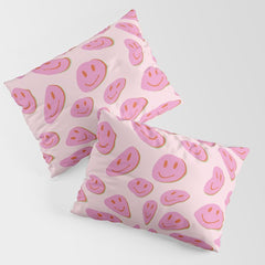 70s retro pink smiles pattern Pillow Sham