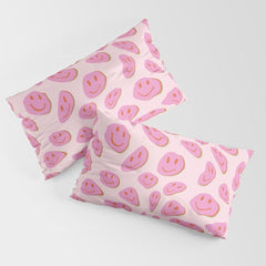 70s retro pink smiles pattern Pillow Sham