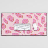 70s retro pink smiles pattern Desk Mat