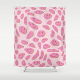 70s retro pink smiles pattern Shower Curtain