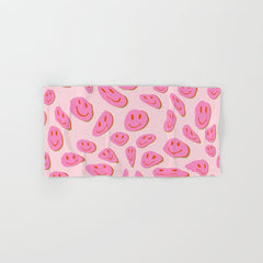70s retro pink smiles pattern Bath Towel