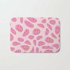 70s retro pink smiles pattern Bath Mat