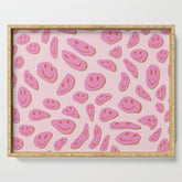 70s retro pink smiles pattern Serving Tray
