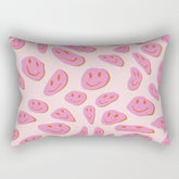 70s retro pink smiles pattern Rectangular Pillow