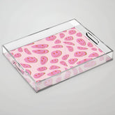 70s retro pink smiles pattern Acrylic Tray