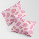 70s retro pink smiles pattern Pillow Sham