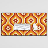70s Groovy Daisy Ovals Pattern Desk Mat