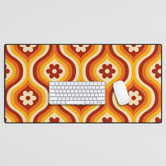 70s Groovy Daisy Ovals Pattern Desk Mat