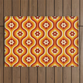 70s Groovy Daisy Ovals Pattern Outdoor Rug