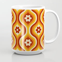 70s Groovy Daisy Ovals Pattern Coffee Mug