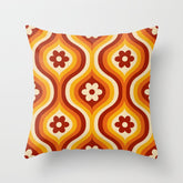 70s Groovy Daisy Ovals Pattern Throw Pillow