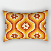 70s Groovy Daisy Ovals Pattern Rectangular Pillow