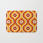70s Groovy Daisy Ovals Pattern Bath Mat
