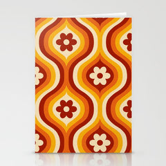 70s Groovy Daisy Ovals Pattern Stationery Card