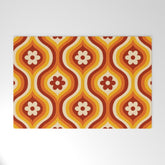 70s Groovy Daisy Ovals Pattern Welcome Mat