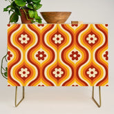 70s Groovy Daisy Ovals Pattern Credenza
