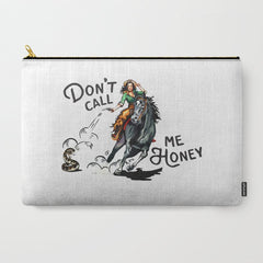 "Don't Call Me Honey" Cowgirl On Horseback Shooting a Rattlesnake Carry All Pouch