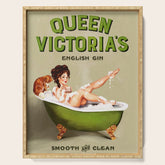 "Queen Victoria's English Gin" Cool Vintage Pinup Girl Alcohol Ad Wall Art Serving Tray