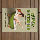 "Queen Victoria's English Gin" Cool Vintage Pinup Girl Alcohol Ad Wall Art Outdoor Rug