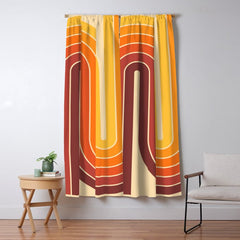 70s Retro Vintage Style Geometric Design 371 Autumn Window Curtain