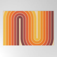 70s Retro Vintage Style Geometric Design 371 Autumn Welcome Mat