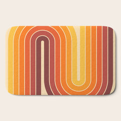 70s Retro Vintage Style Geometric Design 371 Autumn Bath Mat