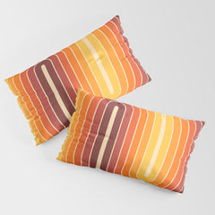 70s Retro Vintage Style Geometric Design 371 Autumn Pillow Sham