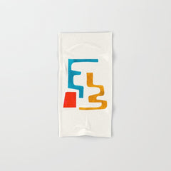 Falling Down' Paper Collage Fun Colorful Shapes Mid Century Minimal Abstract Art by Ejaaz Haniff Bath Towel