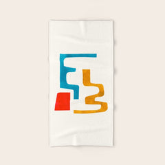 Falling Down' Paper Collage Fun Colorful Shapes Mid Century Minimal Abstract Art by Ejaaz Haniff Bath Towel