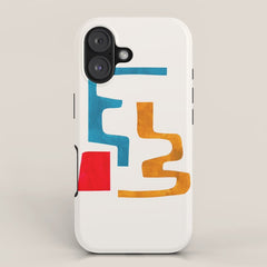 Falling Down' Paper Collage Fun Colorful Shapes Mid Century Minimal Abstract Art by Ejaaz Haniff iPhone Case