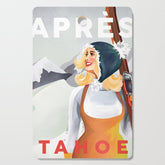 "Apres Tahoe" Cute Retro Pinup Girl Ski Art Cutting Board