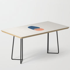 Twins' Minimalist Modern Mid Century Colorful Navy Blue Tan Shapes by Ejaaz Haniff Coffee Table