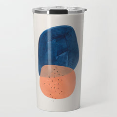 Twins' Minimalist Modern Mid Century Colorful Navy Blue Tan Shapes by Ejaaz Haniff Travel Mug