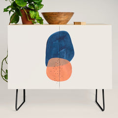Twins' Minimalist Modern Mid Century Colorful Navy Blue Tan Shapes by Ejaaz Haniff Credenza