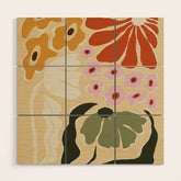 70s tropical fun flower Wood Wall Art