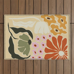 70s tropical fun flower Outdoor Rug