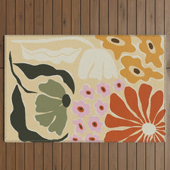 70s tropical fun flower Outdoor Rug